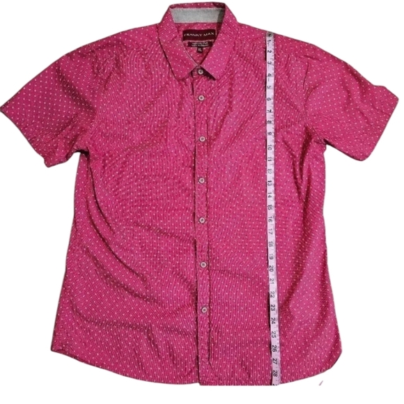 Franky Max Men's XL Red Geometric Button Down Camp Shirt Classic Preppy Vacation - Picture 6 of 6